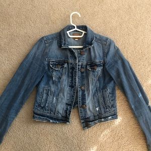 Distressed jean jacket
